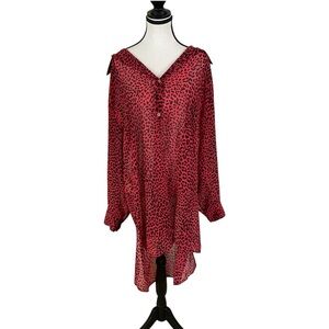 Michael Kors Sheer Cover Up Shirt Dress Leopard Print Size Large